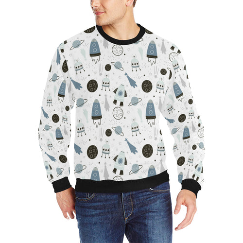 Hand drawn space elements space rocket star planet Men's Crew Neck Sweatshirt