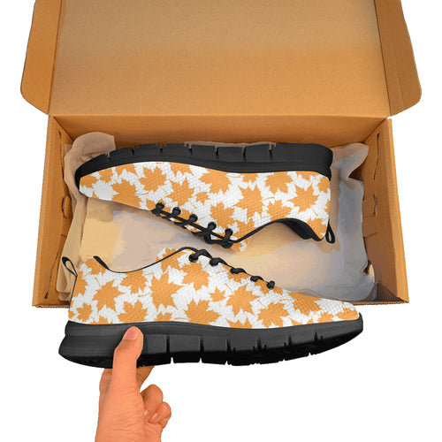 Orange Maple Leaf pattern Women's Sneaker Shoes