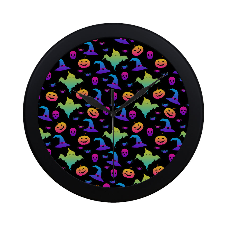 Colorful halloween background Elegant Black Wall Clock