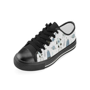 Hand drawn space elements space rocket star planet Kids' Boys' Girls' Low Top Canvas Shoes Black