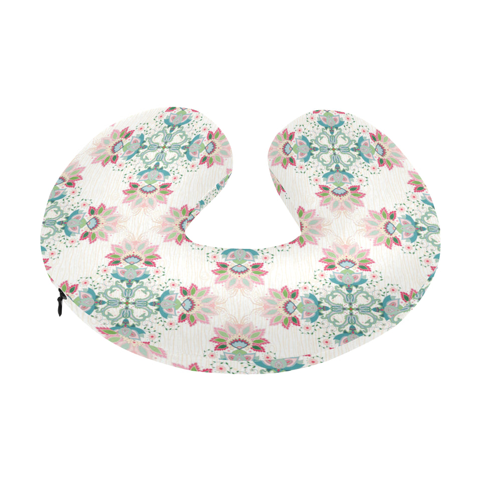 Square floral indian flower pattern U-Shaped Travel Neck Pillow