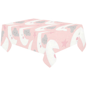 Cute moon cloud star pattern pink dot background Tablecloth