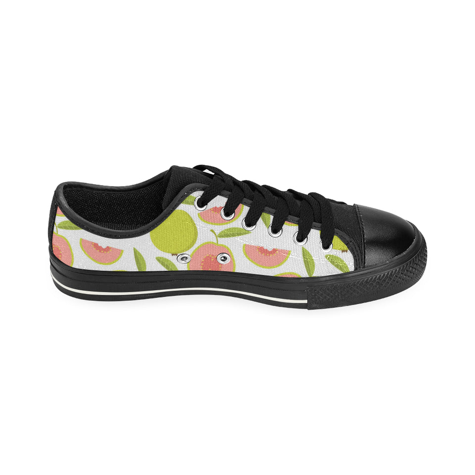 Guava pattern Men's Low Top Canvas Shoes Black