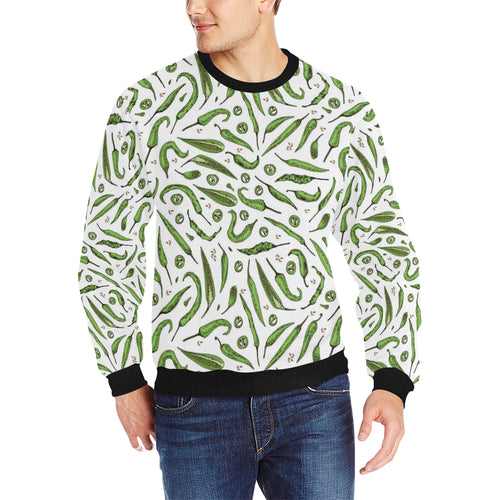 Hand drawn sketch style green Chili peppers patter Men's Crew Neck Sweatshirt