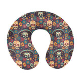 Sugar skulls flower maxican pattern U-Shaped Travel Neck Pillow