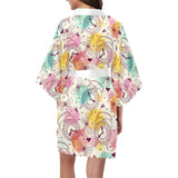 Clock butterfly pattern Women's Short Kimono Robe