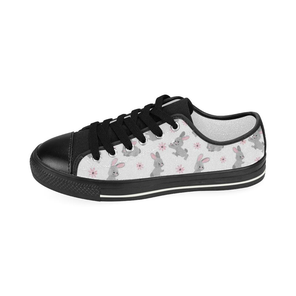 Watercolor cute rabbit pattern Kids' Boys' Girls' Low Top Canvas Shoes Black