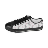 Watercolor cute rabbit pattern Women's Low Top Canvas Shoes Black