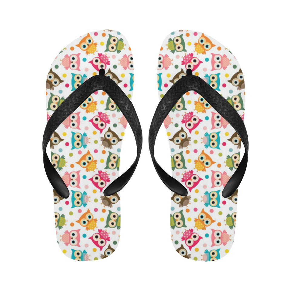 Color cute owl pattern Unisex Flip Flops
