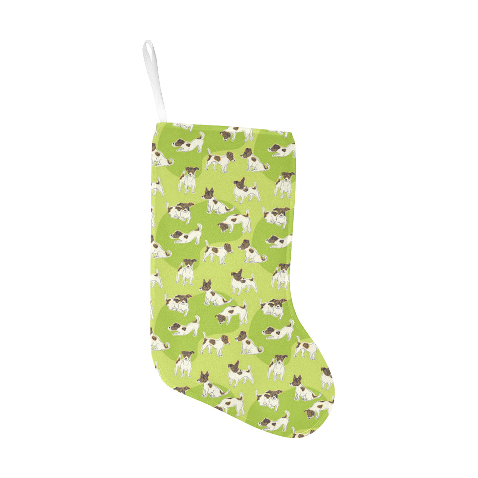 Jack Russel Pattern Print Design 01 Christmas Stocking