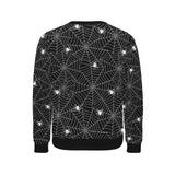 Spider web design pattern Black background white c Men's Crew Neck Sweatshirt