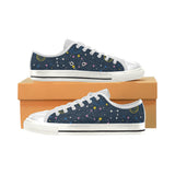 space pattern with planets, comets, constellations Women's Low Top Canvas Shoes White