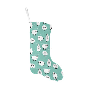 Cute sheep green background Christmas Stocking