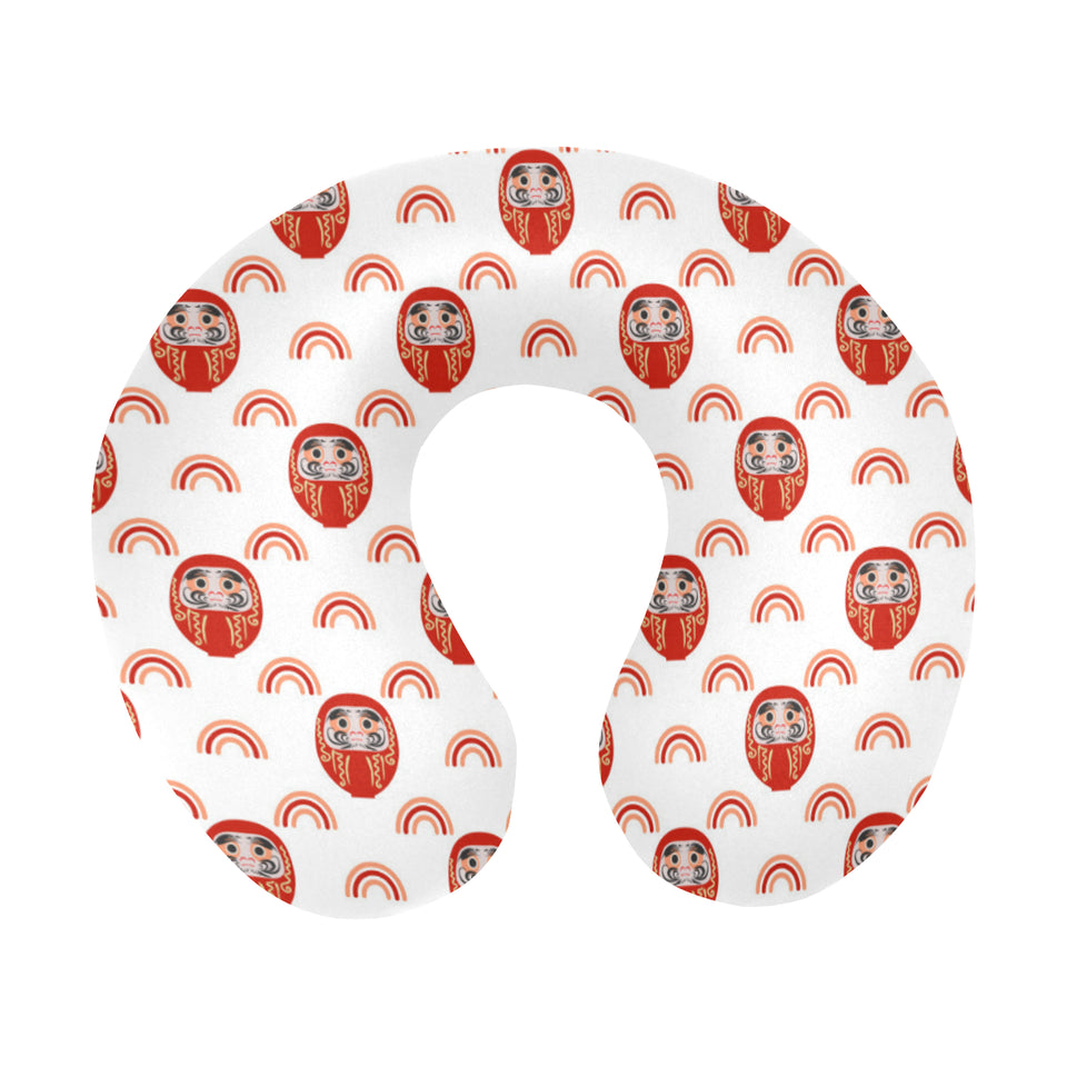Daruma japanese wooden doll design pattern U-Shaped Travel Neck Pillow