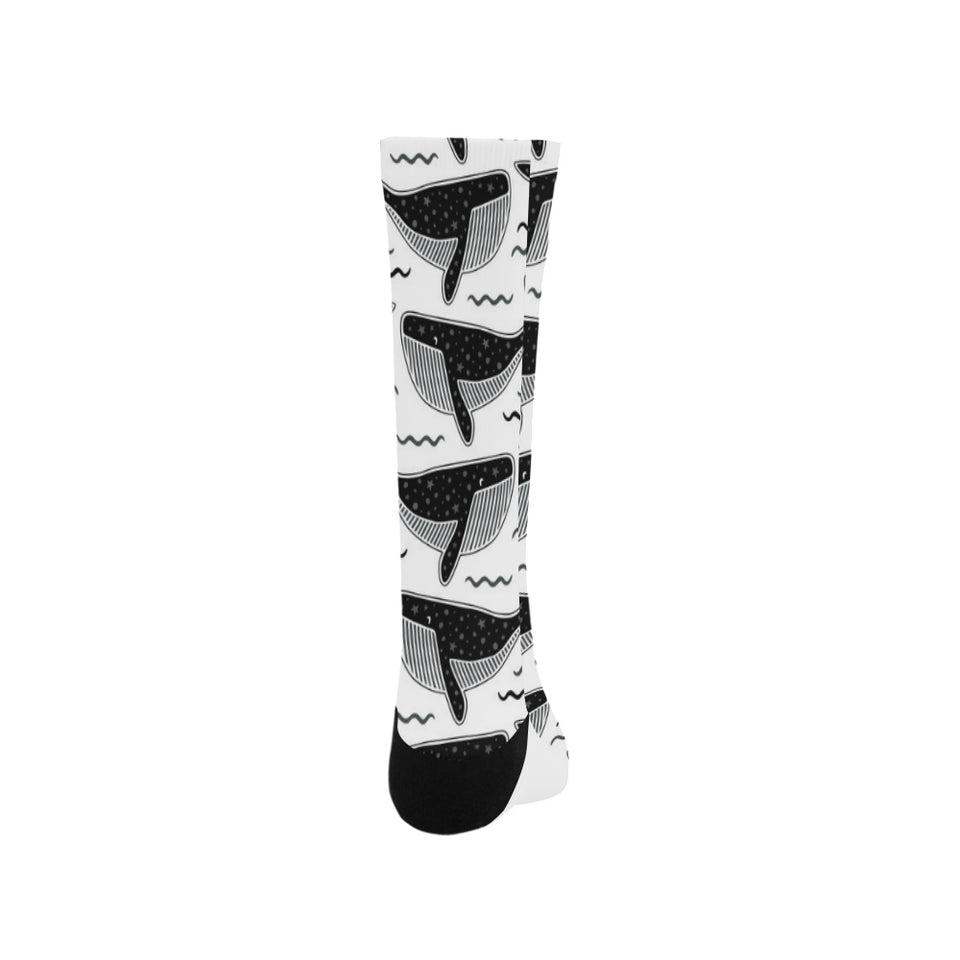Black whale pattern Crew Socks