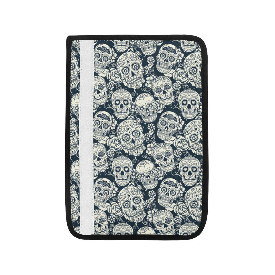 Sugar skull black white pattern Car Seat Belt Cover