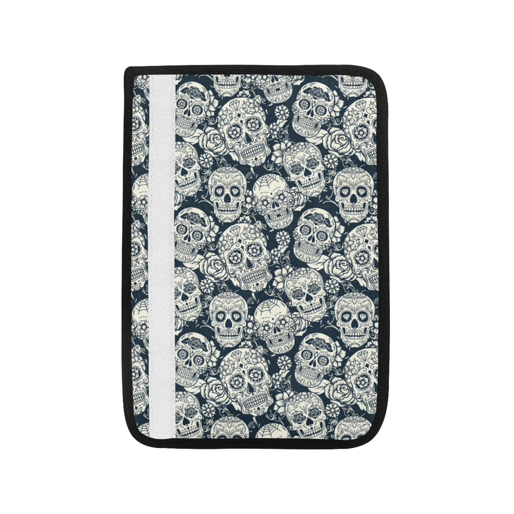 Sugar skull black white pattern Car Seat Belt Cover