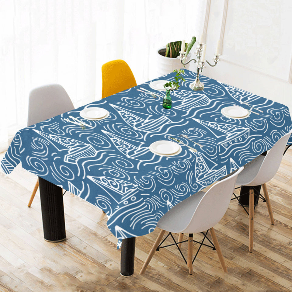 Hand drawn sailboat pattern Tablecloth