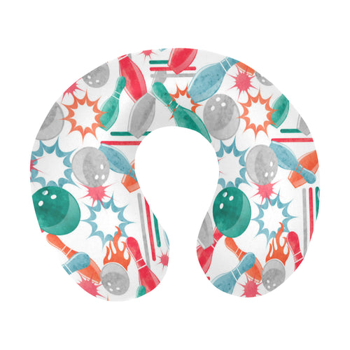 Watercolor bowling pattern U-Shaped Travel Neck Pillow