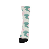 Pink lotus waterlily leaves pattern Crew Socks