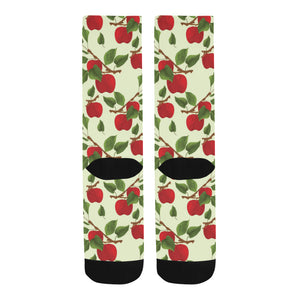 Red apples leaves pattern Crew Socks