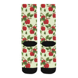 Red apples leaves pattern Crew Socks