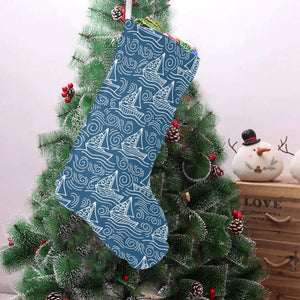 Hand drawn sailboat pattern Christmas Stocking