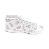 dragon fruit pattern Men's High Top Canvas Shoes White