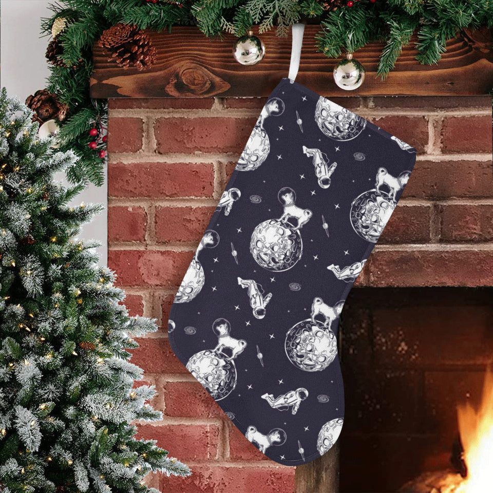 Chihuahua space helmet. astronaut pattern Christmas Stocking