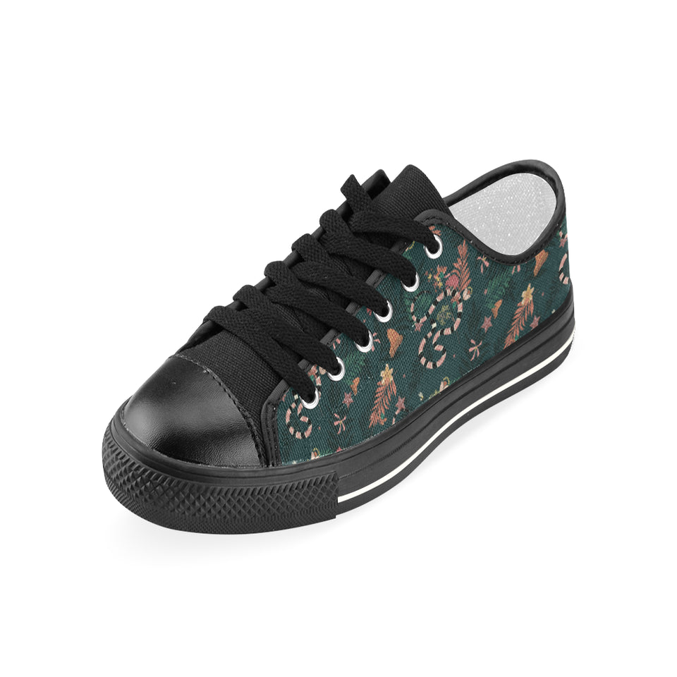 Snake forest pattern Women's Low Top Canvas Shoes Black