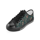 Snake forest pattern Women's Low Top Canvas Shoes Black