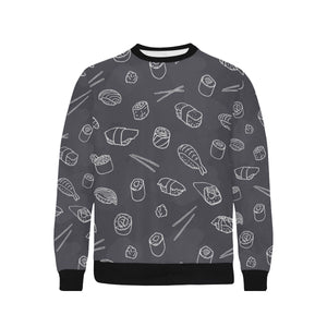 sushi pattern black background Men's Crew Neck Sweatshirt