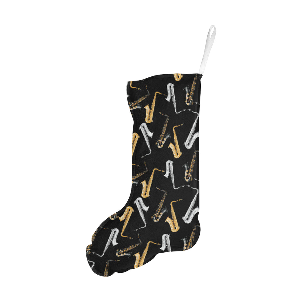 saxophone design pattern Christmas Stocking