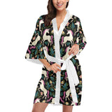 Unicorns forest background Women's Short Kimono Robe