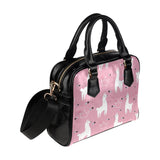 Llama Alpaca pink background Shoulder Handbag