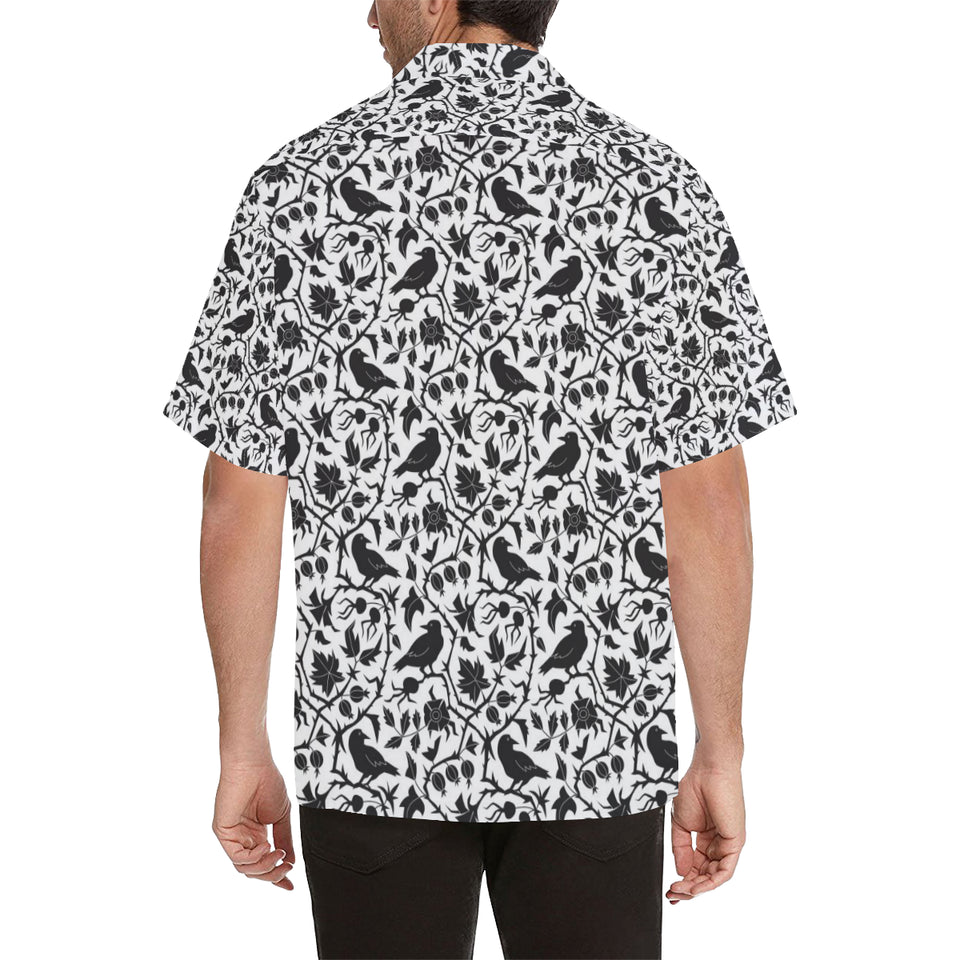 Crow dark floral pattern Men's All Over Print Hawaiian Shirt