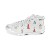 windmill design pattern Women's High Top Canvas Shoes White