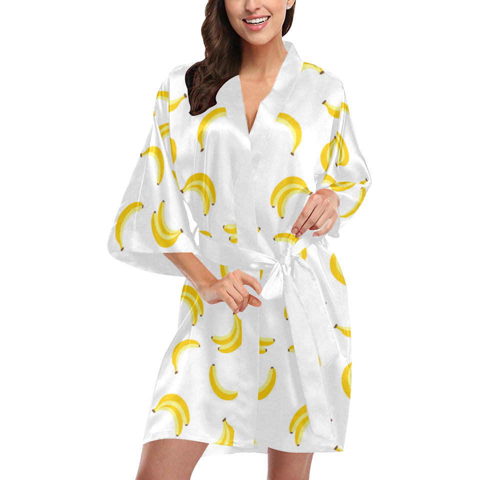 Banana pattern Women's Short Kimono Robe