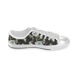 Japanese crane ornament elements Men's Low Top Canvas Shoes White