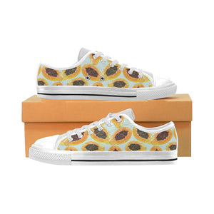 Watercolor papaya pattern Men's Low Top Shoes White