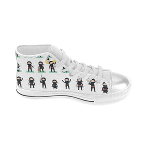 Cute ninja katana sword pattern Women's High Top Canvas Shoes White