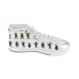 Cute ninja katana sword pattern Women's High Top Canvas Shoes White