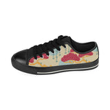 Red Bonsai gray sun japanese pattern Men's Low Top Canvas Shoes Black