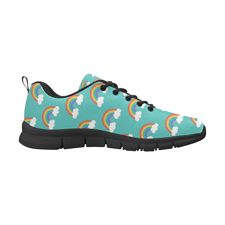 Rainbow pattern green background Men's Sneaker Shoes