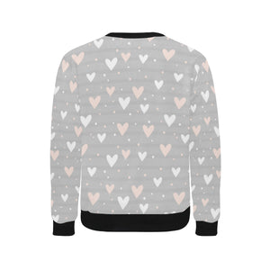 Heart pattern gray background Men's Crew Neck Sweatshirt