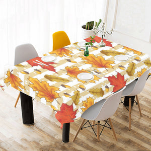 Maple leaf oak leaf acorns beige striped backgroun Tablecloth