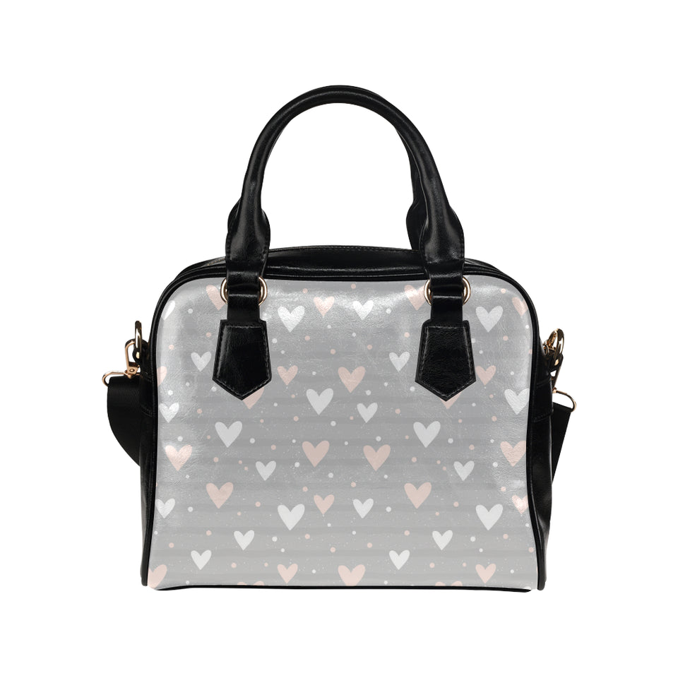 Heart pattern gray background Shoulder Handbag