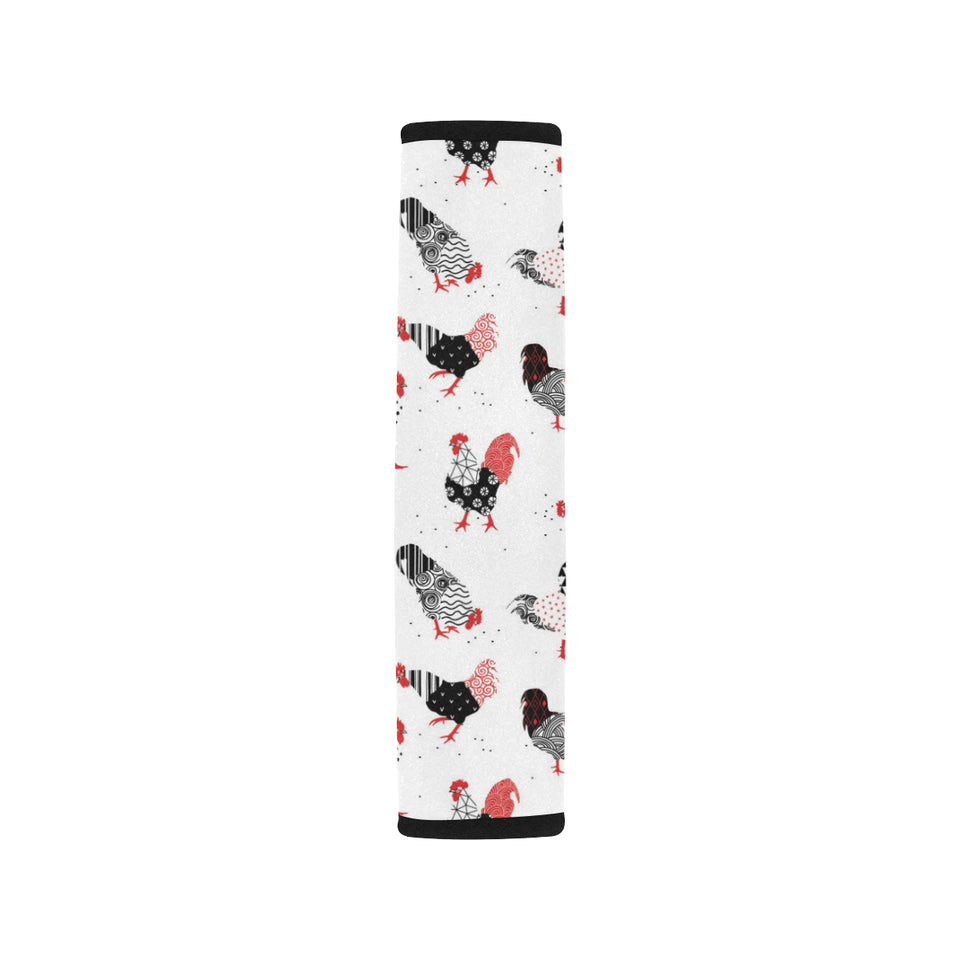Cool rooster chicken cock floral ornament backgrou Car Seat Belt Cover
