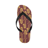 Hand drawn gold saxophone red background Unisex Flip Flops