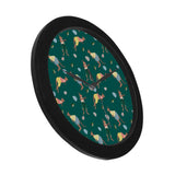 Kangaroo leaves pattern Elegant Black Wall Clock